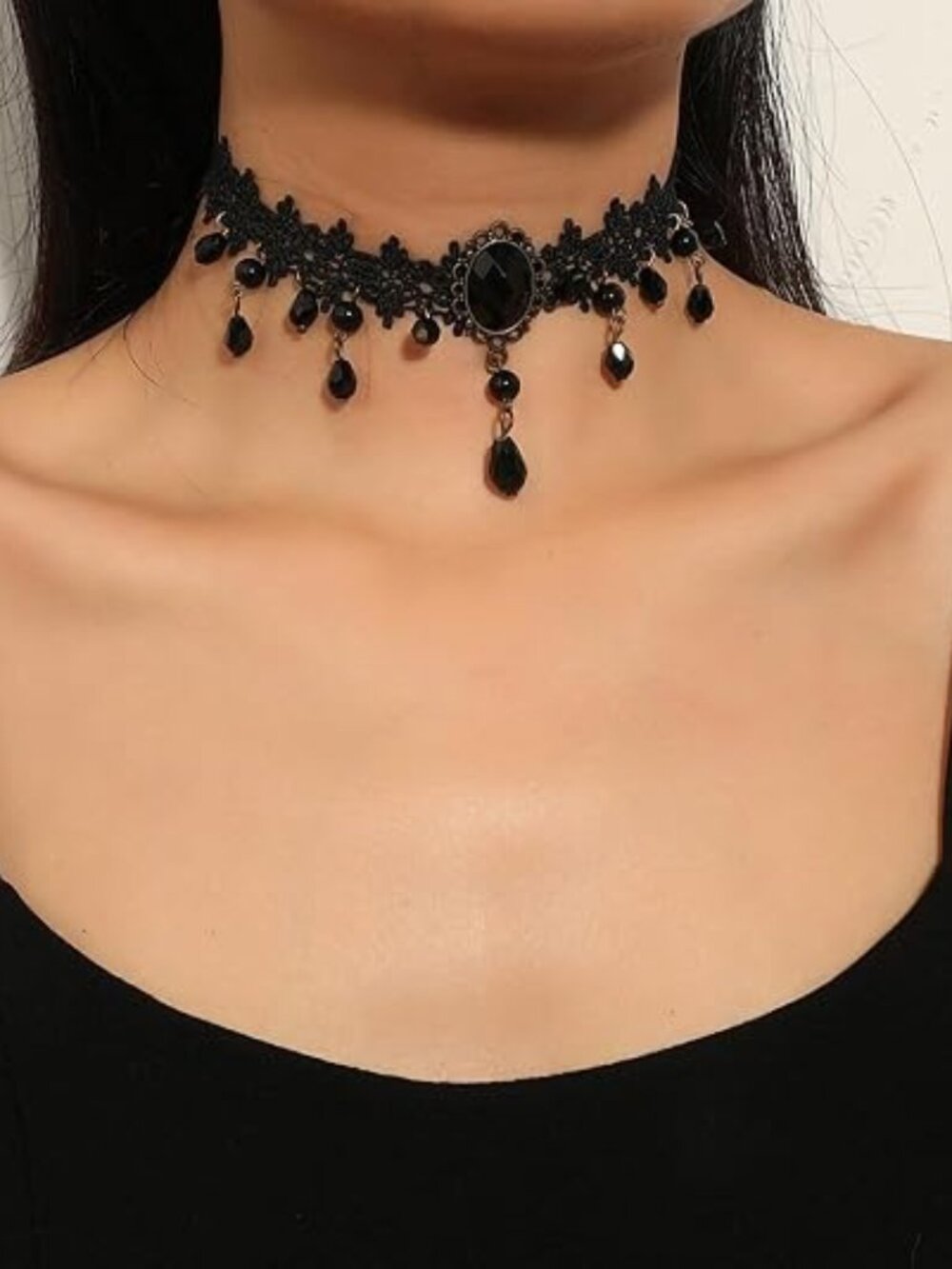 Fesciory Black Necklace for Women, Adjustable Daily Goth Jewelry Gift